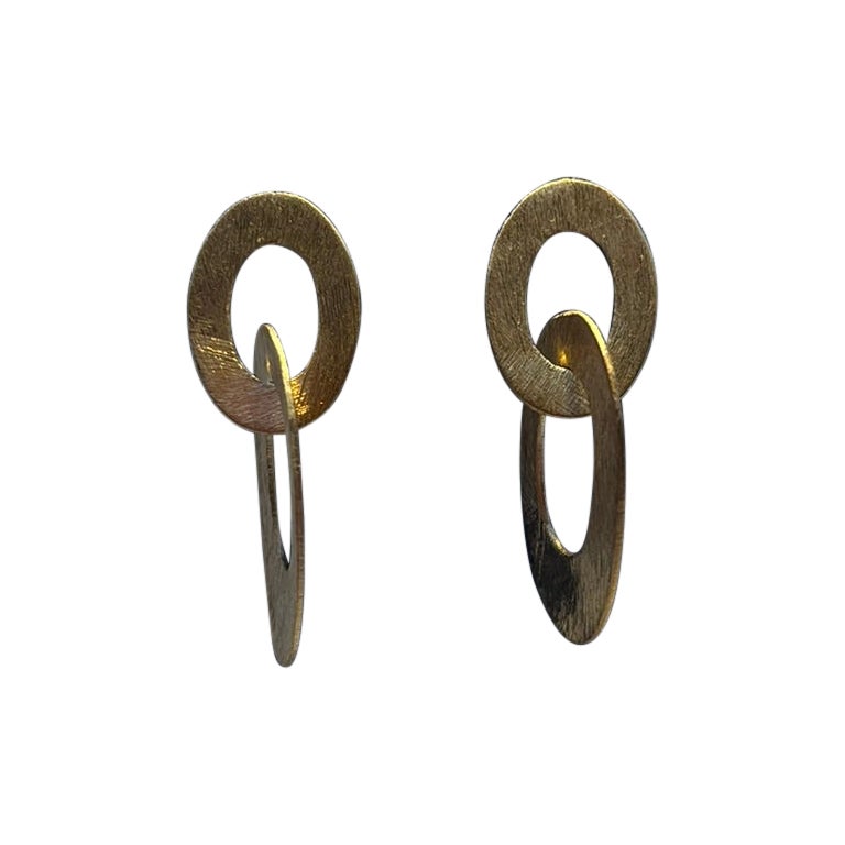 Orecchini pendenti in argento 925 dorato a maglie ovali satinate