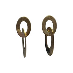 Orecchini pendenti in argento 925 dorato a maglie ovali satinate