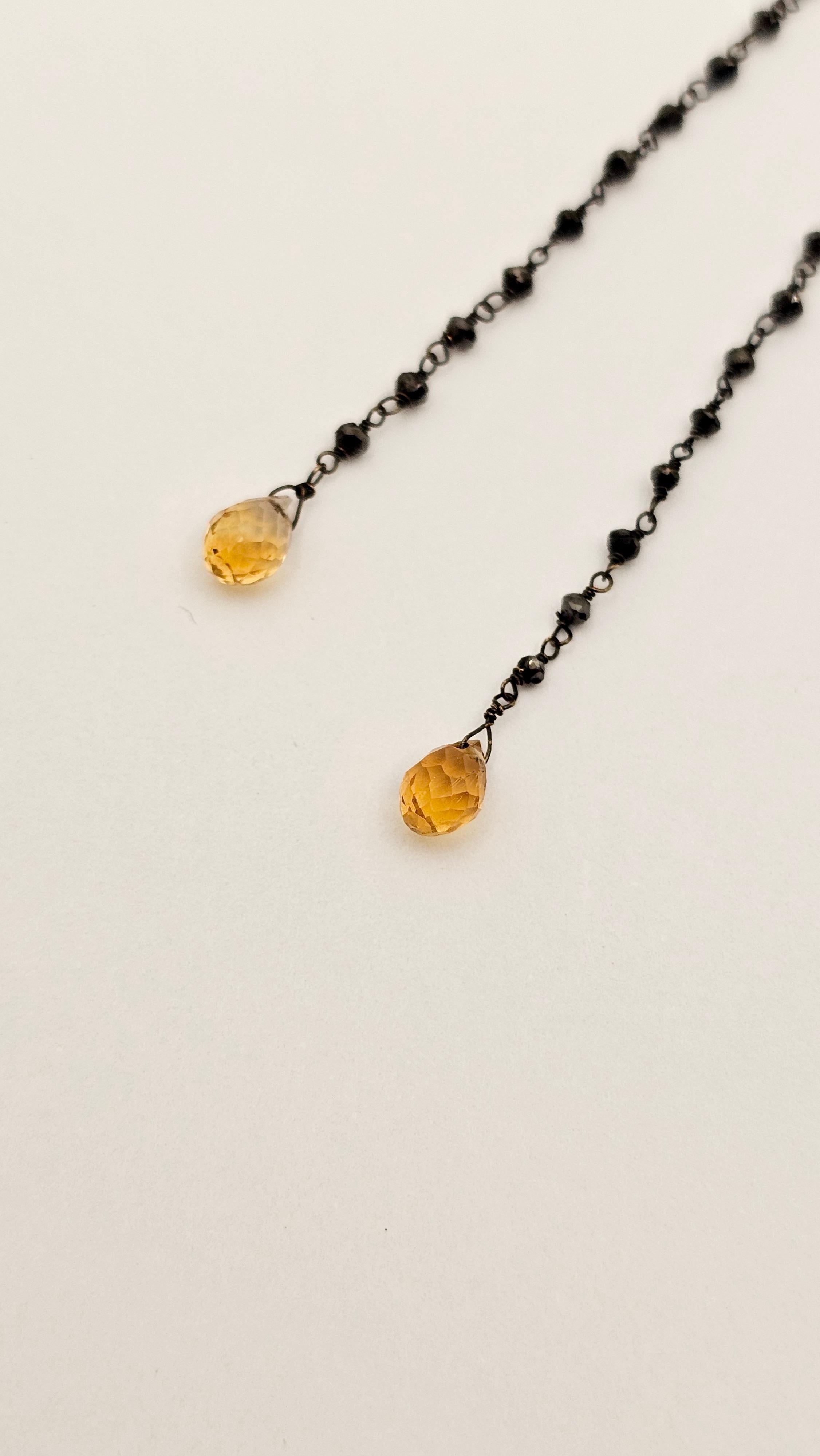 Women's or Men's 18kt Gold, Black Diamonds and Topaz Dangling Earrings For Sale