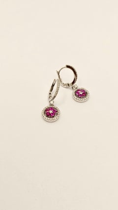 Orecchini Pendenti in Oro Bianco, Rubini e Diamanti