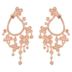 Orecchini Pendenti in Oro Rosa 18 carati con Diamanti Brown Taglio Brillante