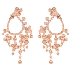 Orecchini Pendenti in Oro Rosa 18 carati con Diamanti Brown Taglio Brillante