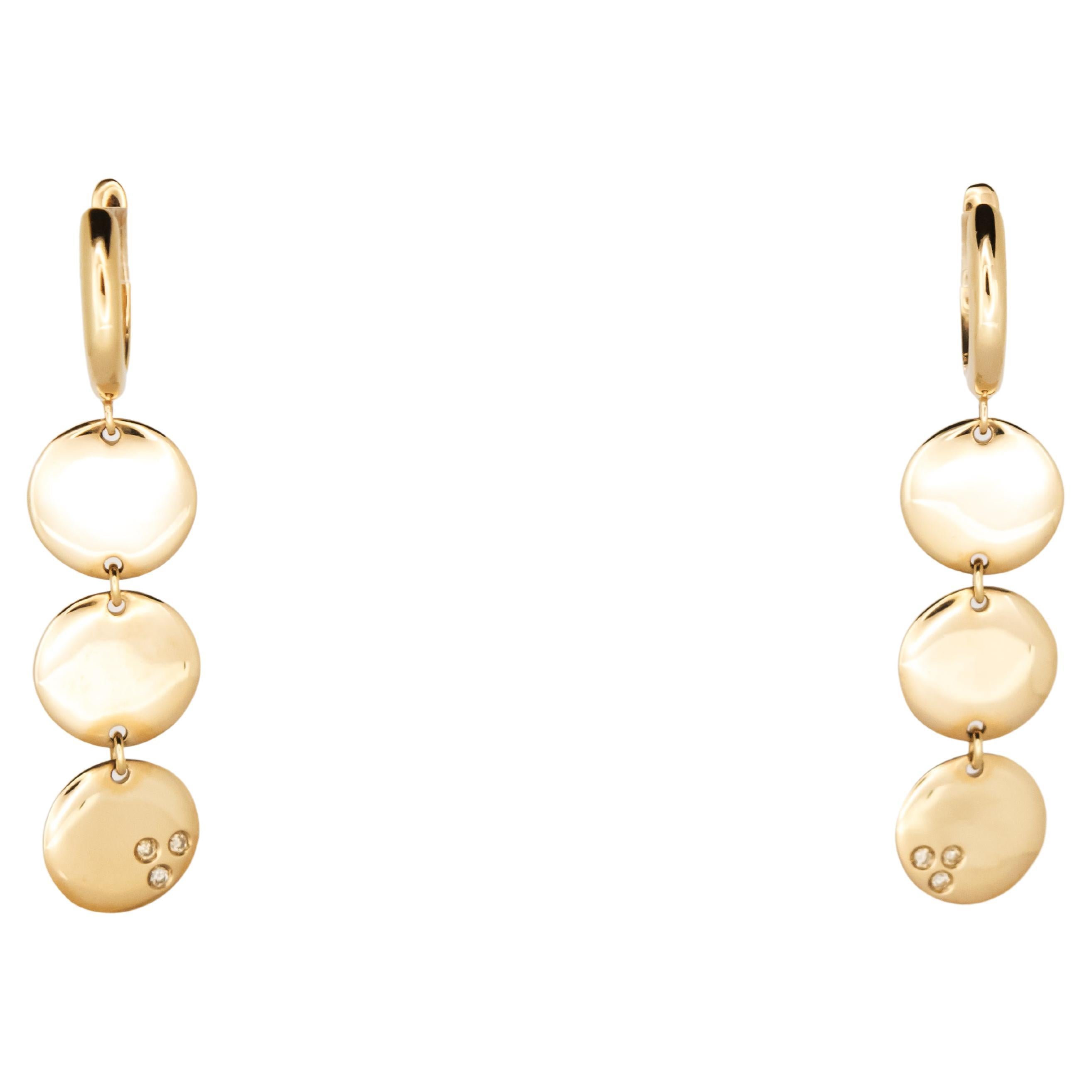 18 Kt Rose Gold and Diamond Pendant Earrings For Sale