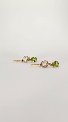 Ohrringe aus 9Kt und 18Kt Roségold, Peridot und Prasiolith