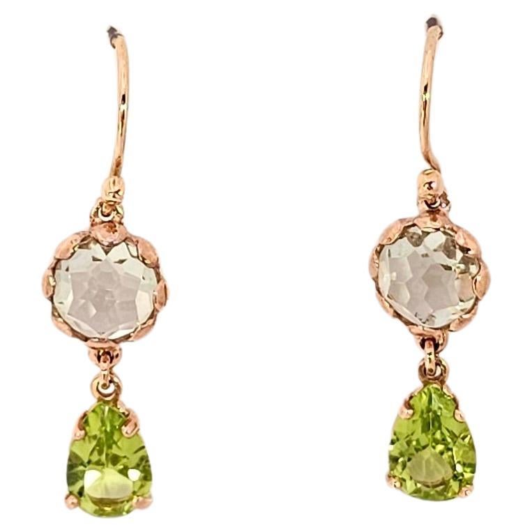 Ohrringe aus 9Kt und 18Kt Roségold, Peridot und Prasiolith