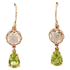 Pendientes de oro rosa de 9 quilates y 18 quilates, peridoto y prasiolita