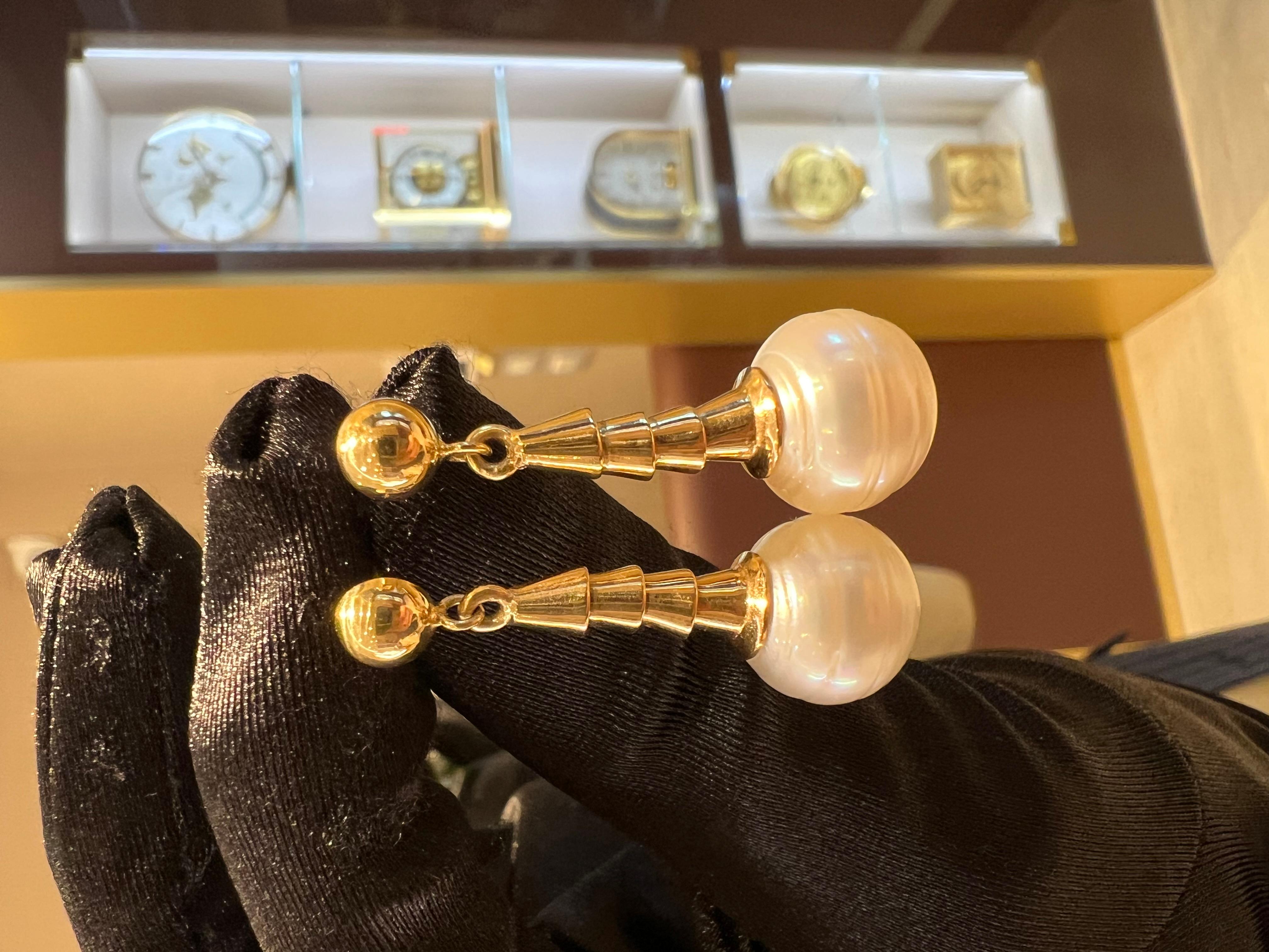 Rose gold pendant earrings with two cultured pearls In Good Condition For Sale In Bologna, IT