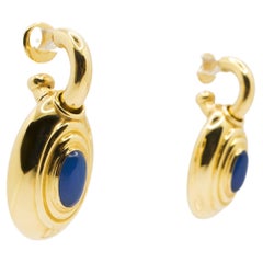 Orecchini Pendenti Oro Giallo 18 Kt e Agata Blu