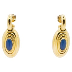 Ohrringe aus 18 Kt Gelbgold und blauem Achat