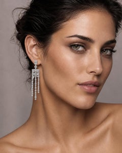 Art Deco-Style Dangle Earrings with 8.26 ct Diamonds, Made in Italy, 18 Kt