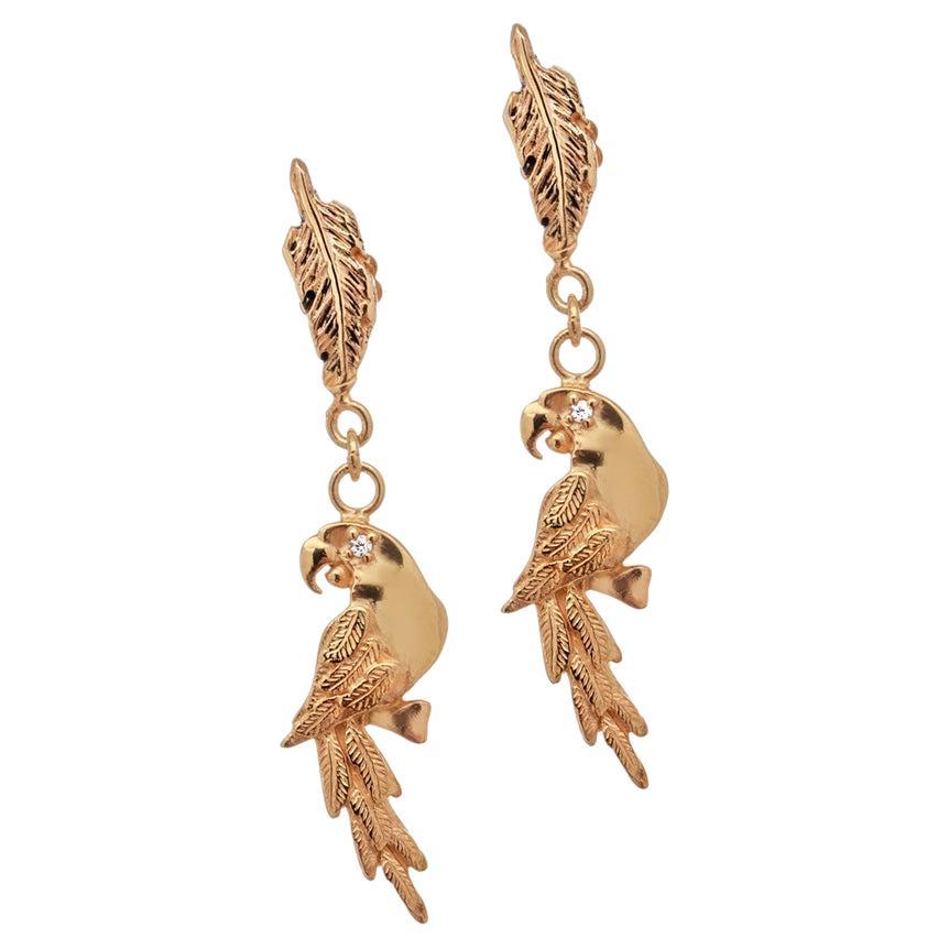 Feathers and Parrots Earrings For Sale