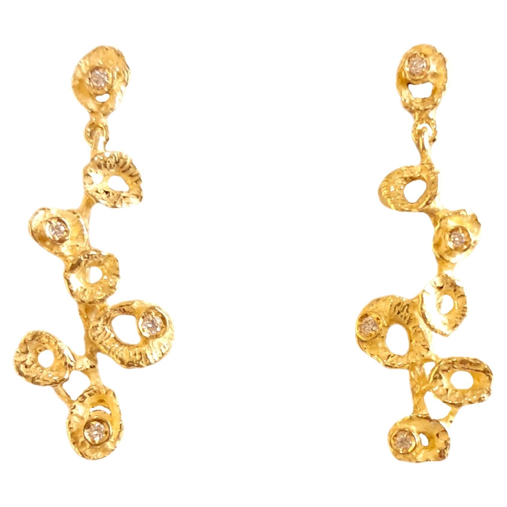 Boucles d'oreilles "Bouquet" en or jaune 18 carats et diamants de la collection Sacchi en vente