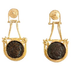 Sacchi Earrings with Roman Coins 18k Gold "Rome" Collection