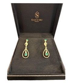 Sacchi Earrings in 18k Yellow Gold with Diamonds and Emeralds