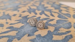 Stud Earrings, 18K White Gold and 0.53 Ct Diamonds, Invisible Setting, Italy