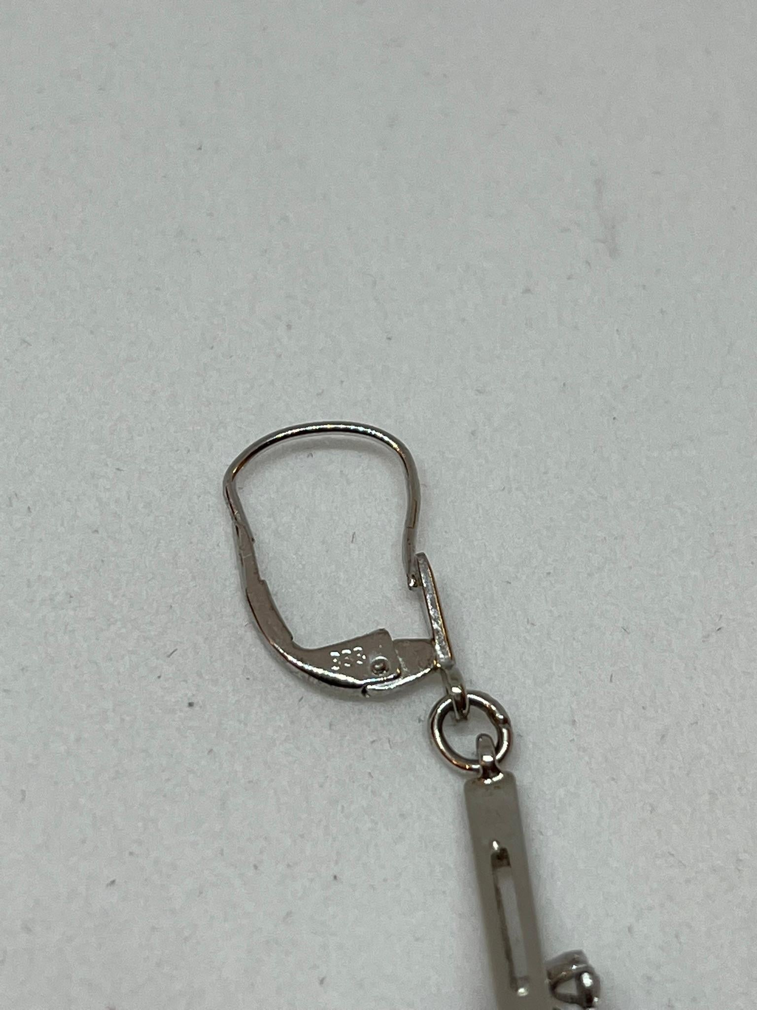 Pendientes vintage de oro blanco de 9 kt con onix y diamante en Bueno estado para la venta en Abano Terme, IT