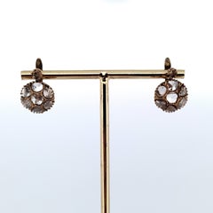 Vintage 12 kt Gelbgold Ohrringe mit Coroné Rose Cut Diamanten