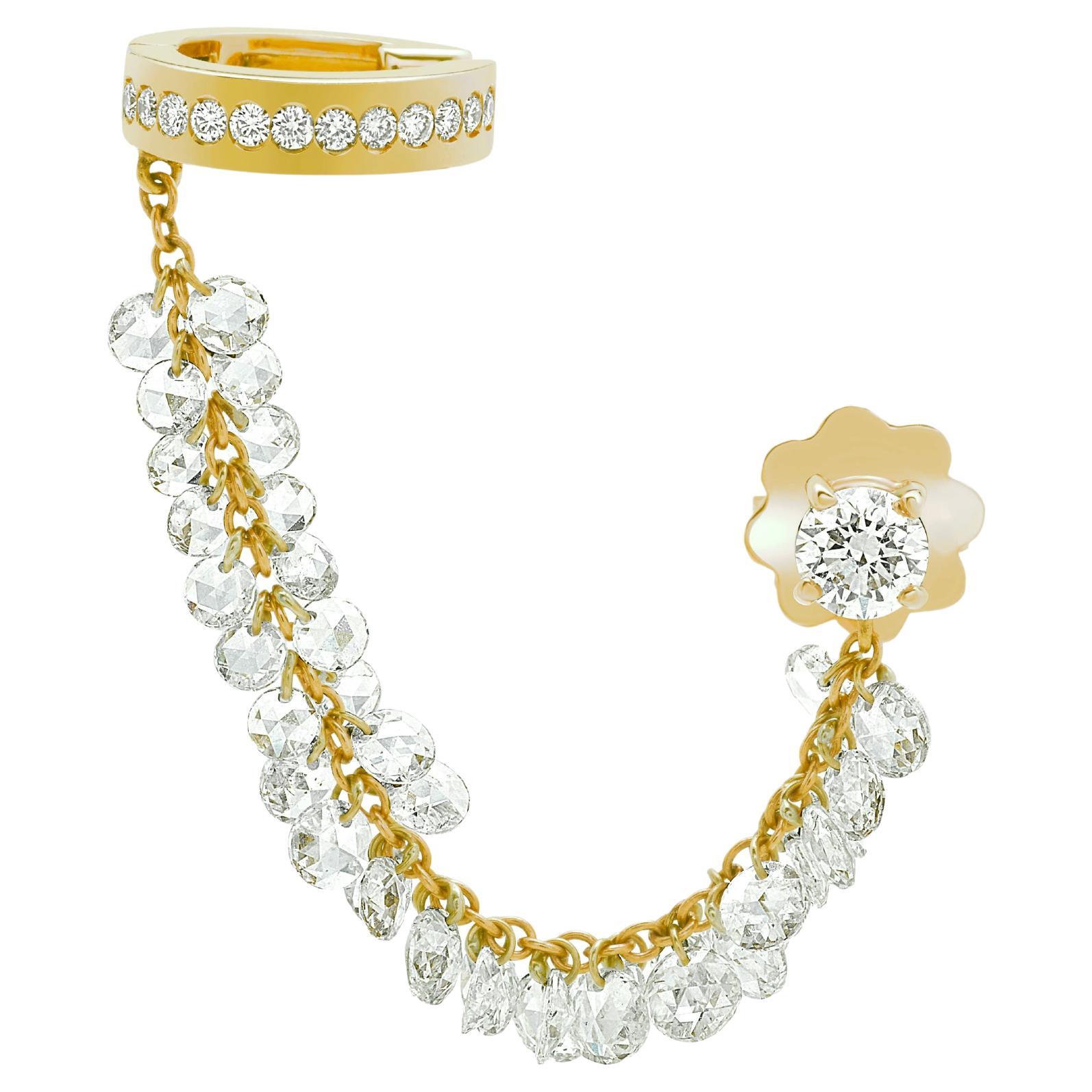 Constellation earring in yellow gold and rose-cut diamonds