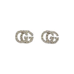 Boucles d'oreilles Gucci Running G en or blanc 18 carats et diamants