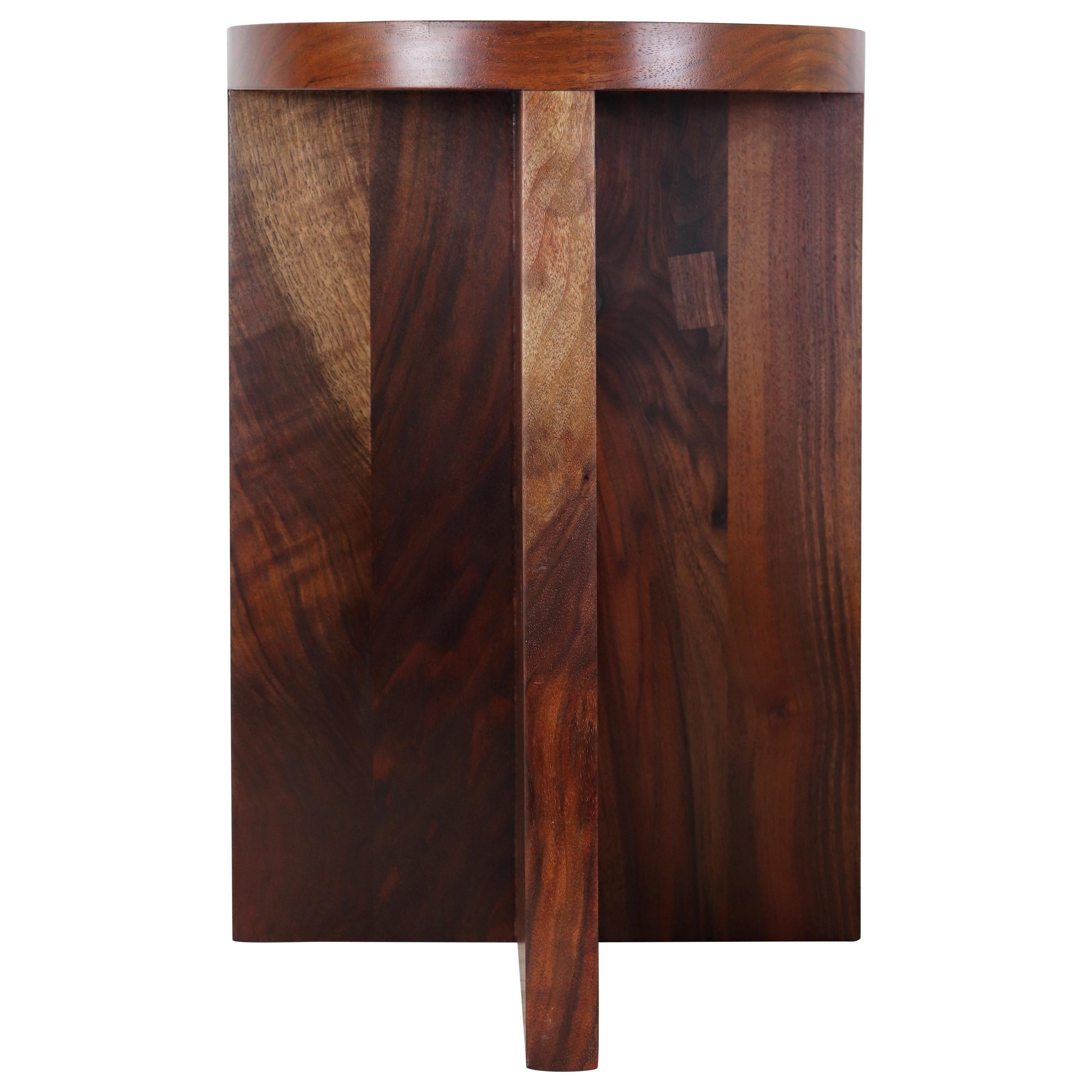 Oregon Black Walnut Round Top Foundation Stool with Dutchman Joinery