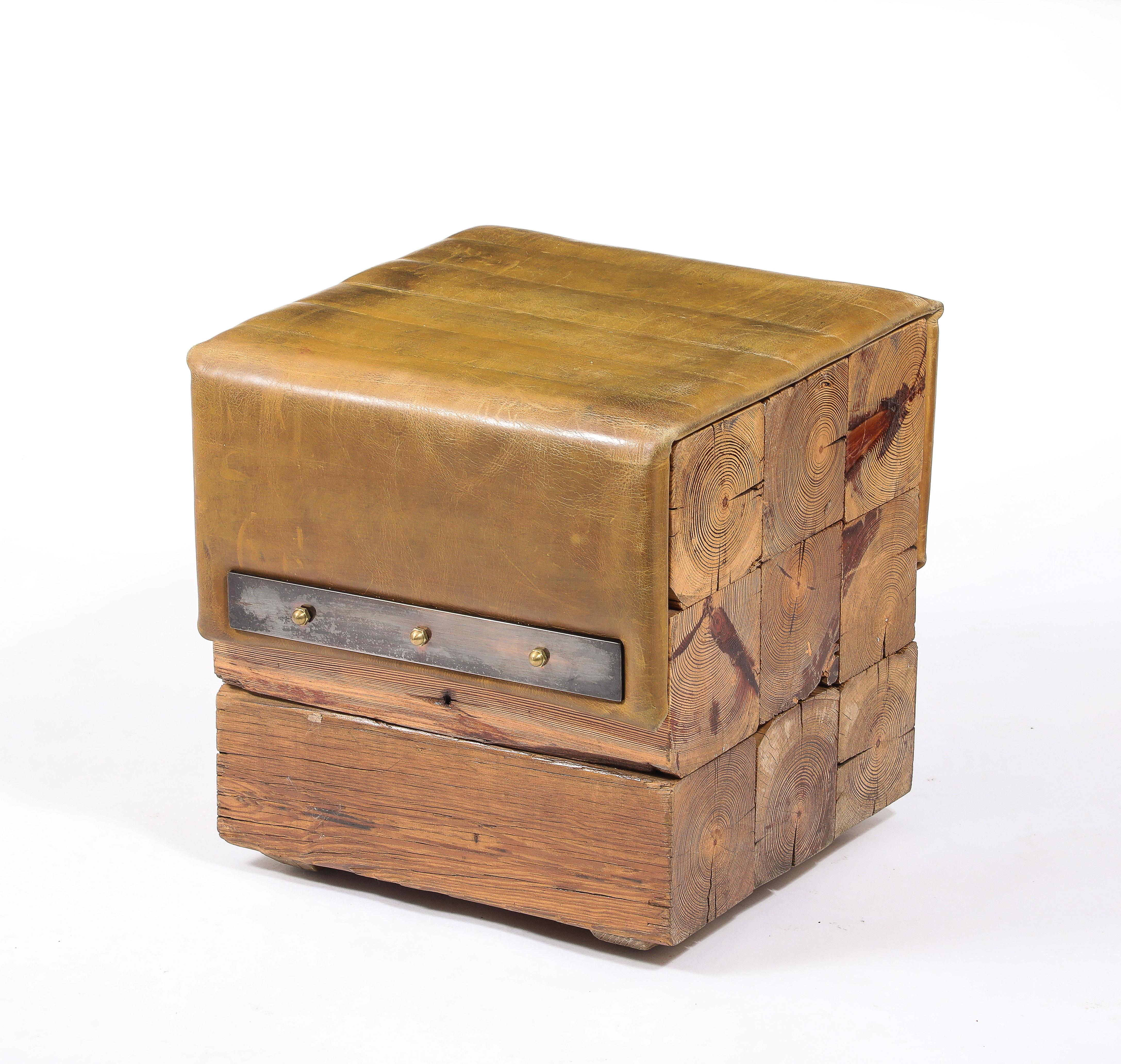 Oregon Pine Block Stools, USA 1950's In Good Condition For Sale In New York, NY