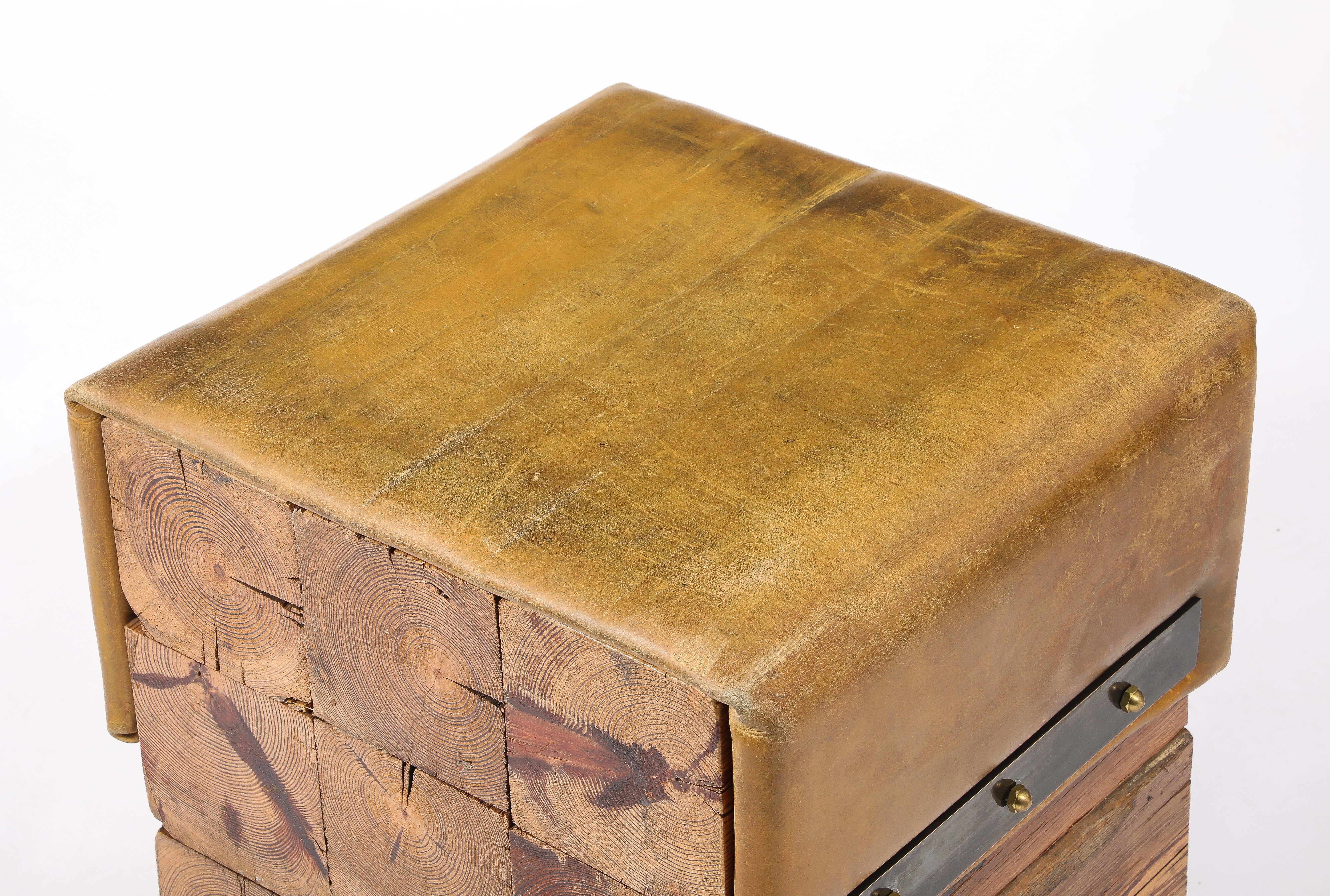 20th Century Oregon Pine Block Stools, USA 1950's For Sale