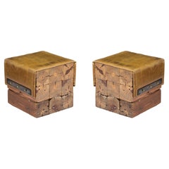 Oregon Pine Block Stools, USA 1950's