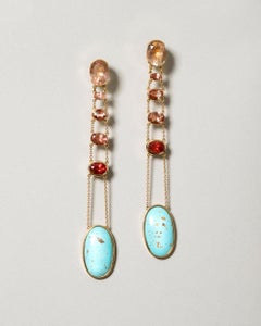 Mociun Oregon Sunstone and Persian Turquoise Earrings