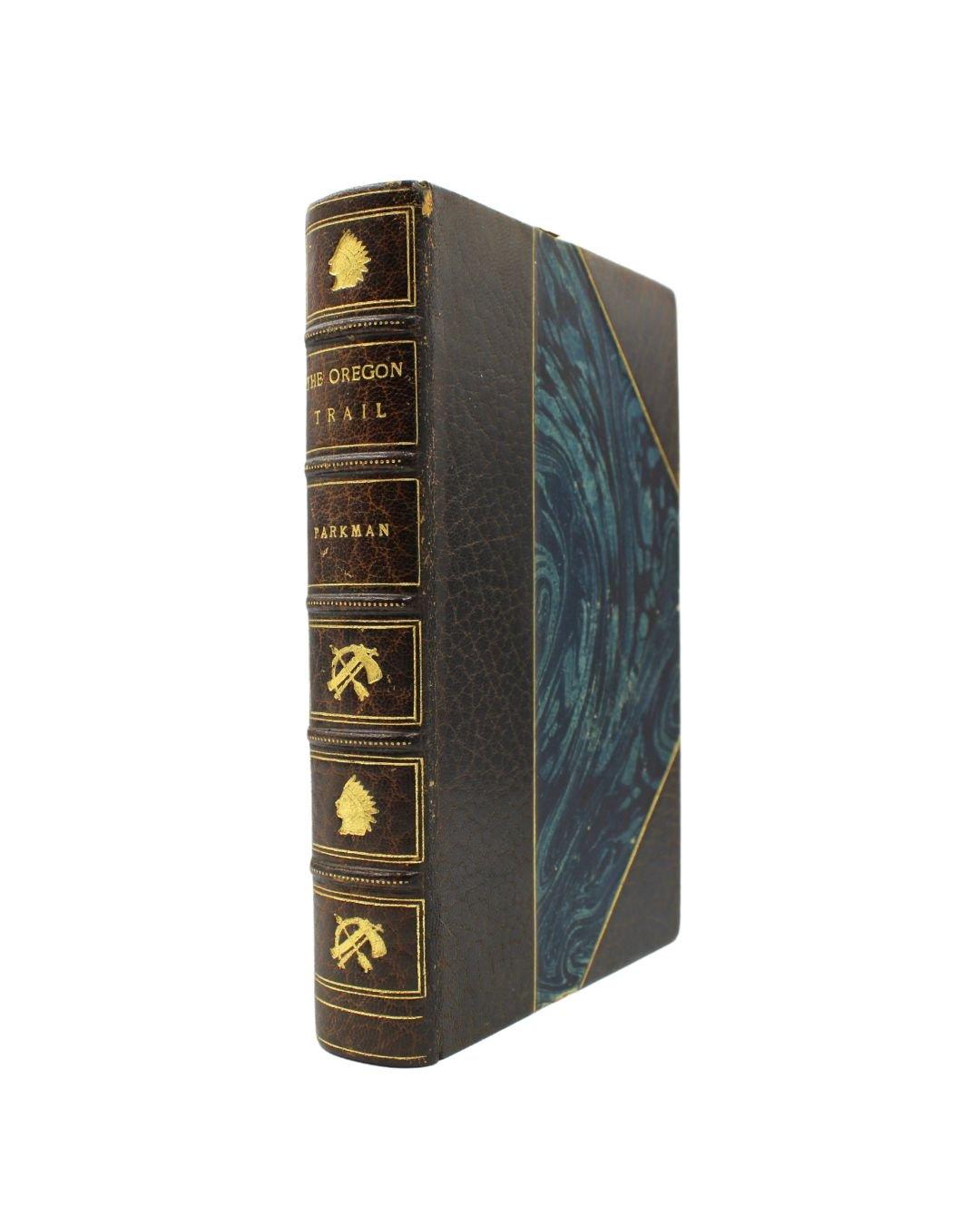 Parkman, Francis. The Oregon Trail: Sketches of Prairie and Rocky-Mountain Life. Illustrated by Frederic Remington. Boston: Little, Brown, and Company, 1894. Octavo. Rebound by Bennett in 3/4 crushed leather over marbled boards, ruled in gilt, with