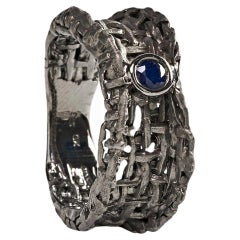 Anello con zaffiro blu di Oren, anello unisex da uomo, tagliente, strappato, espressivo, alternativo