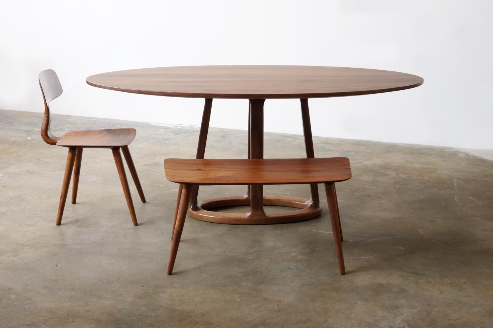 Orenn Table in Walnut Wood, Hand-Sculpted Table by Kokora In New Condition For Sale In Los Angeles, CA