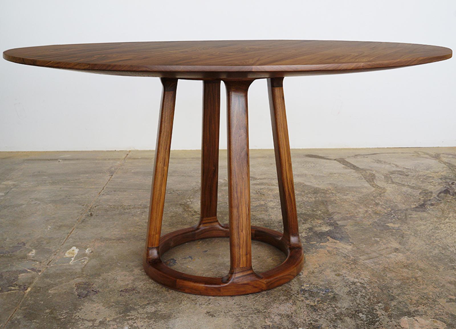 Contemporary Orenn Table in Walnut Wood, Hand-Sculpted Table by Kokora For Sale