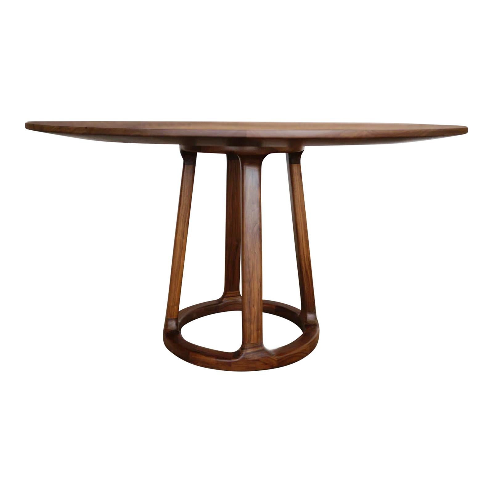 Orenn Table in Walnut Wood, Hand-Sculpted Table by Kokora For Sale