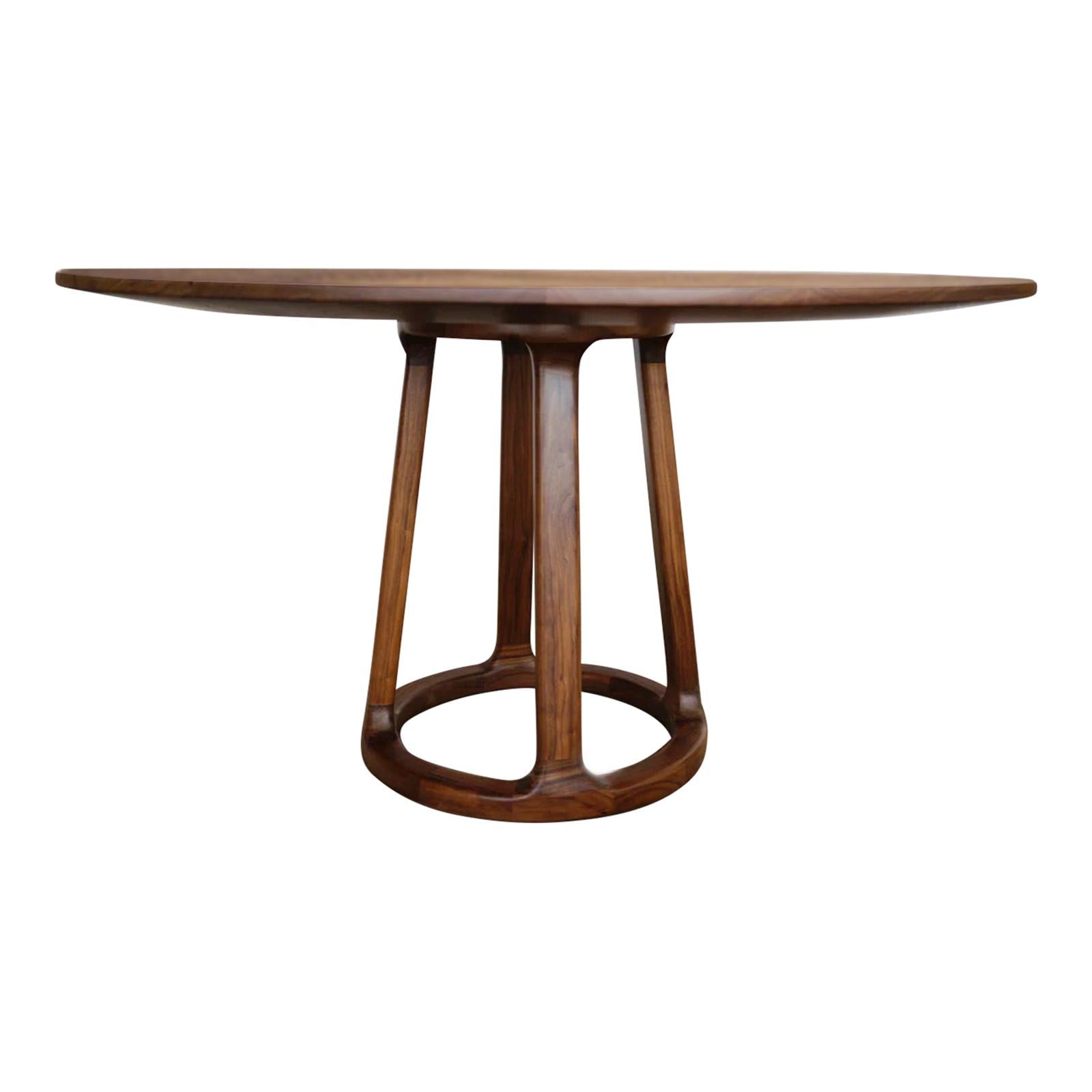 Orenn Table in Walnut Wood, Hand-Sculpted Table by Kokora