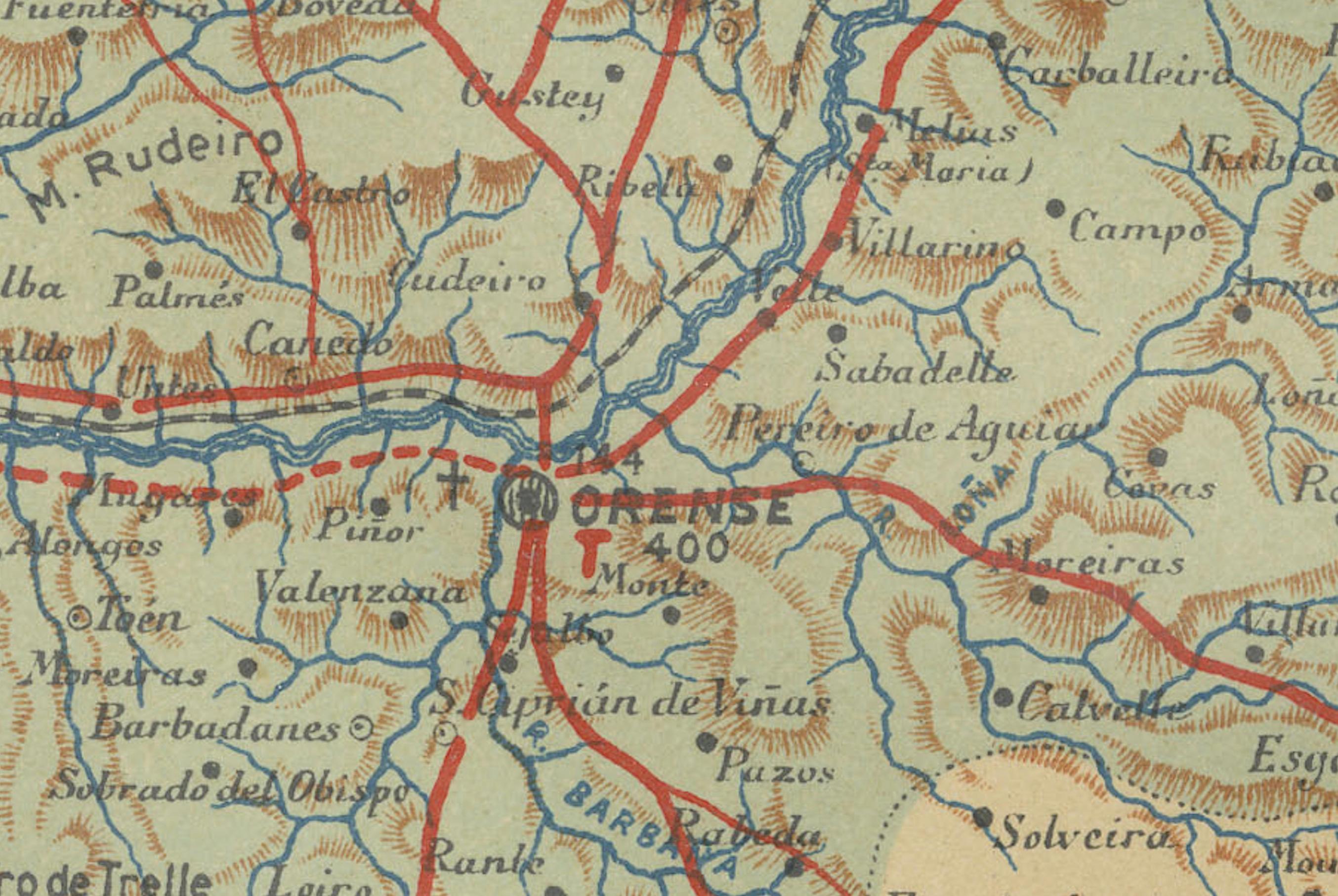 Orense in Depth: Eine topografische Karte von Galicia's Mountainous Province von 1902 (Frühes 20. Jahrhundert) im Angebot