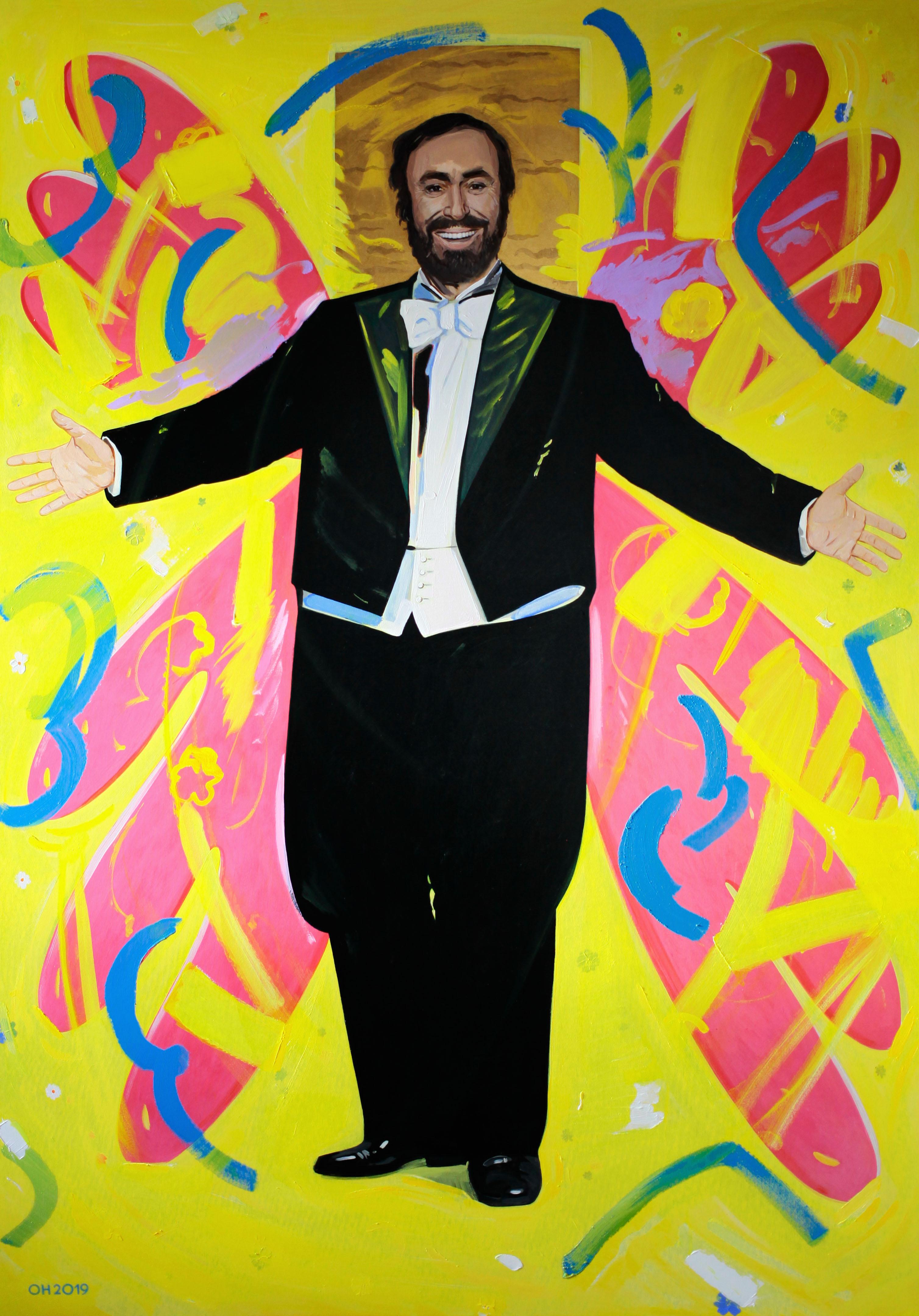 Orest Hrytsak Figurative Painting - Ukrainian Contemporary Art by Orest Hrystak - Luciano Pavarotti