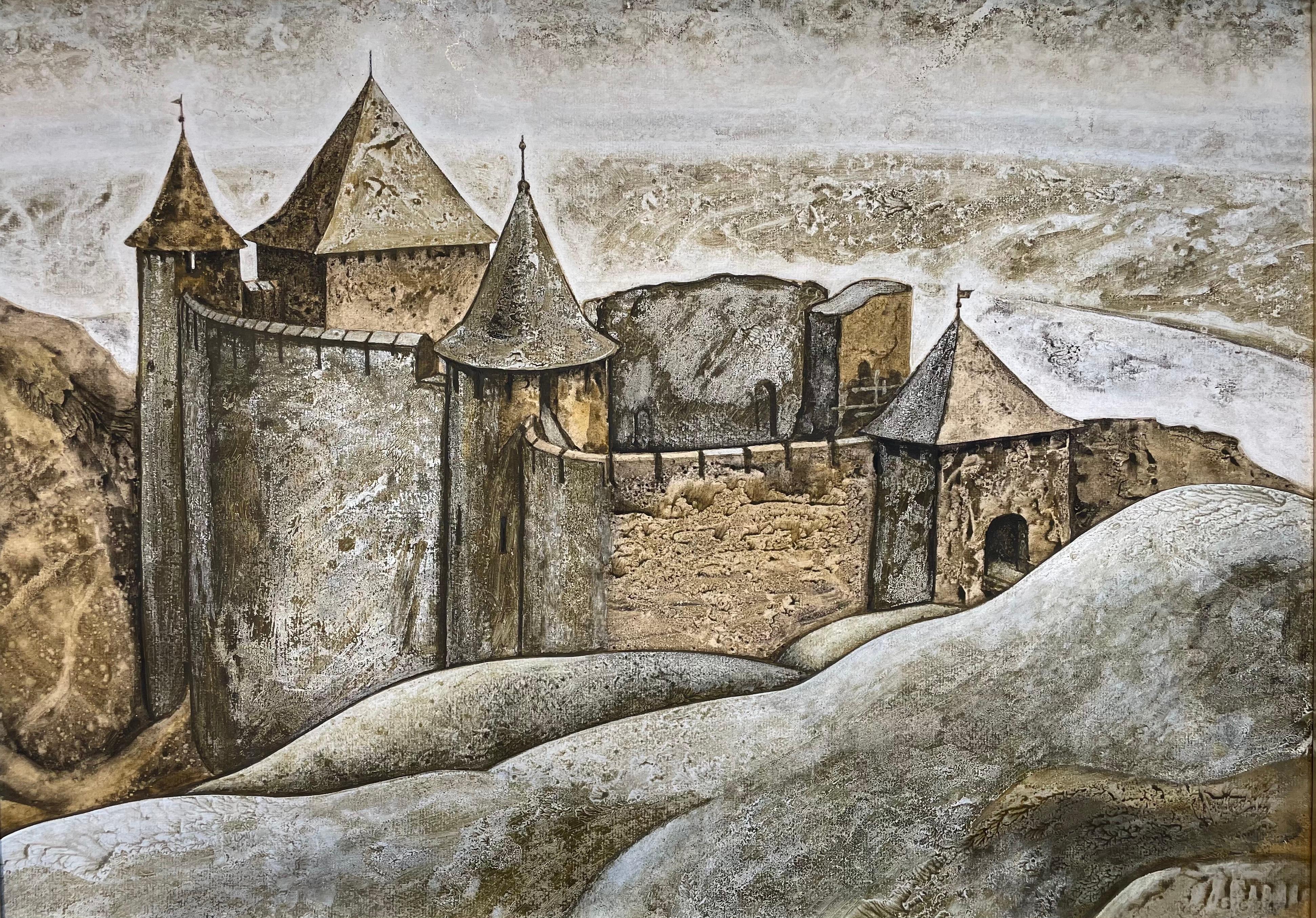 Fort of Khotyn  - Painting by Orest Kryvoruchko