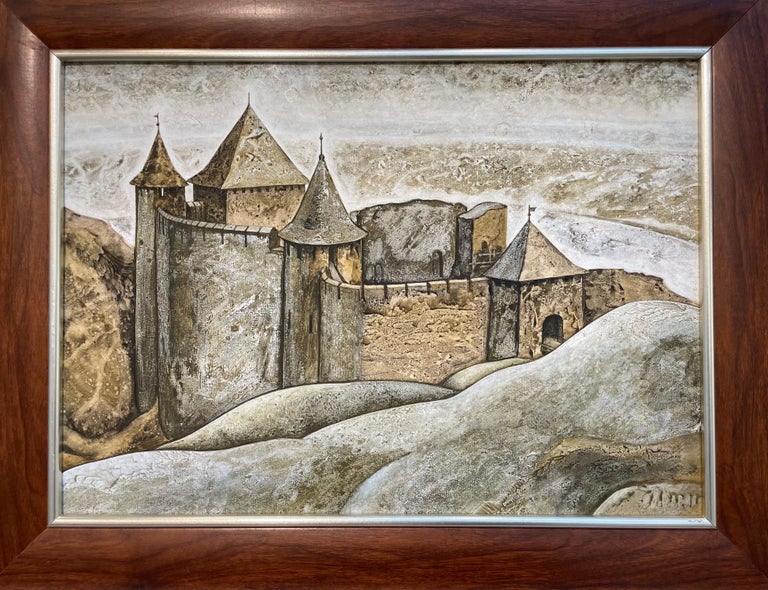 MEDIEVAL CASTLE Oil Painting On Canvas Modern Wall Art Pictures For Home  Decoration Wooden Framed (20X24 Inch, Framed)