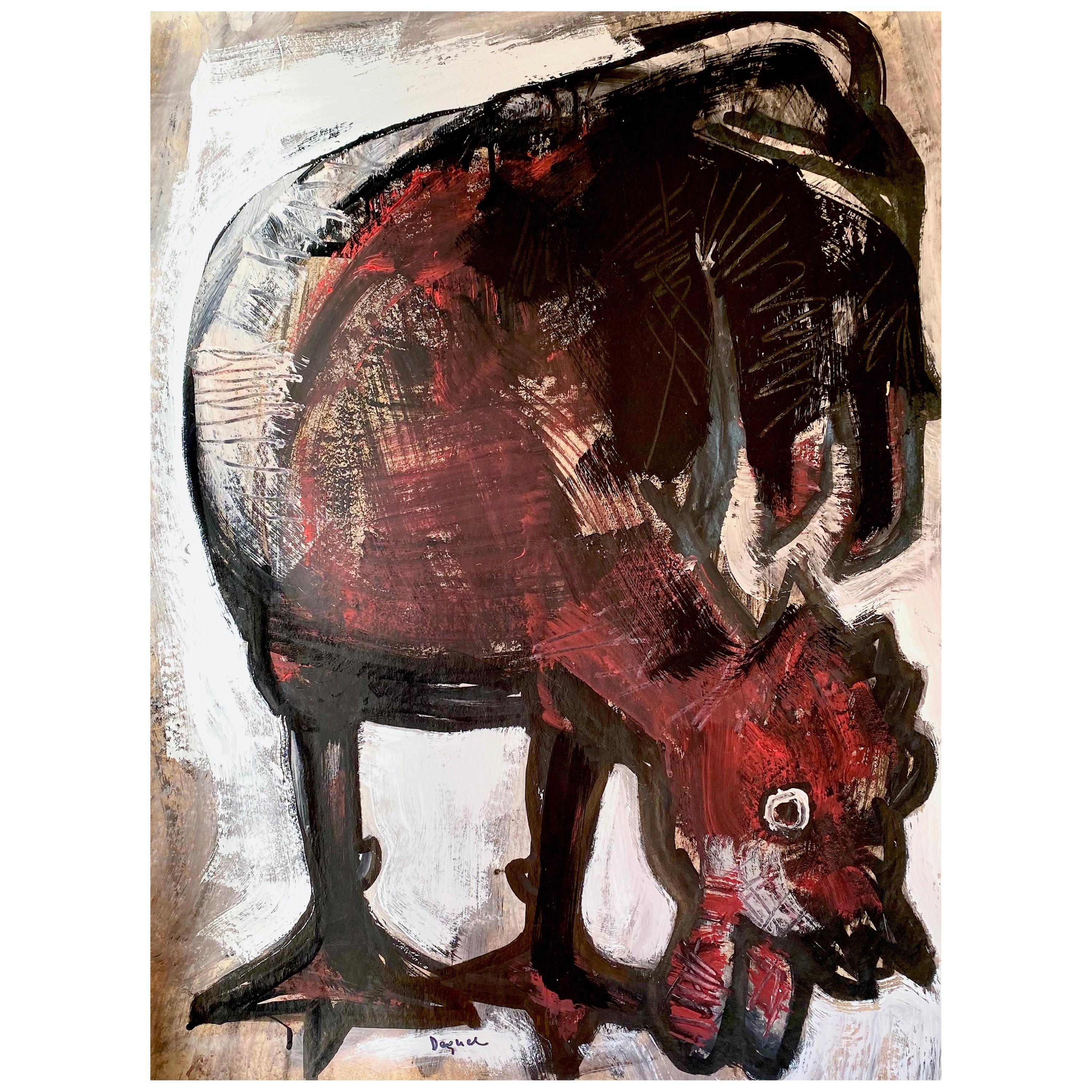 Oreste Dequel Abstract Rooster Painting For Sale