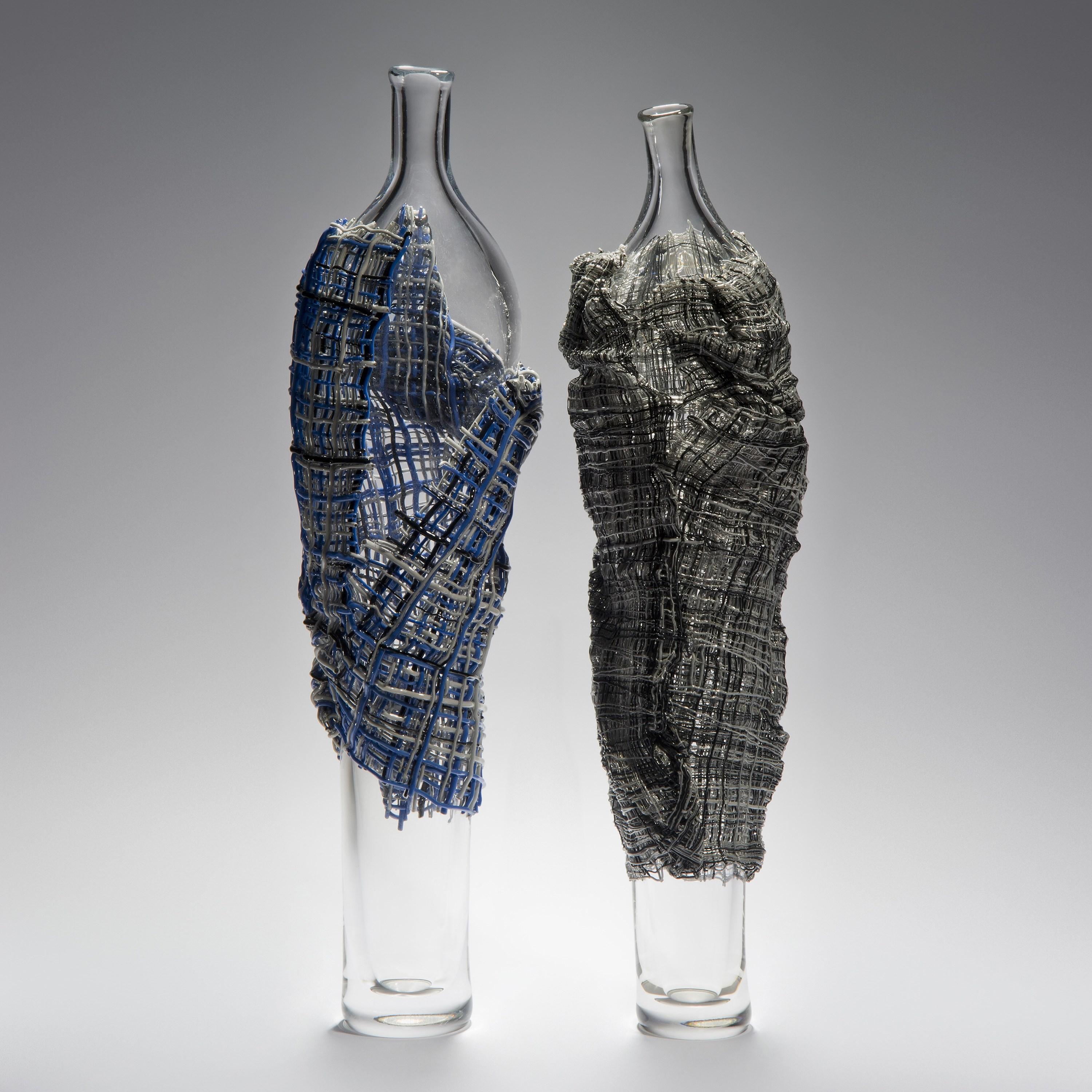 Organic Modern Orestes, a Clear, Blue & Grey Figurative Glass Sculpture by Cathryn Shilling