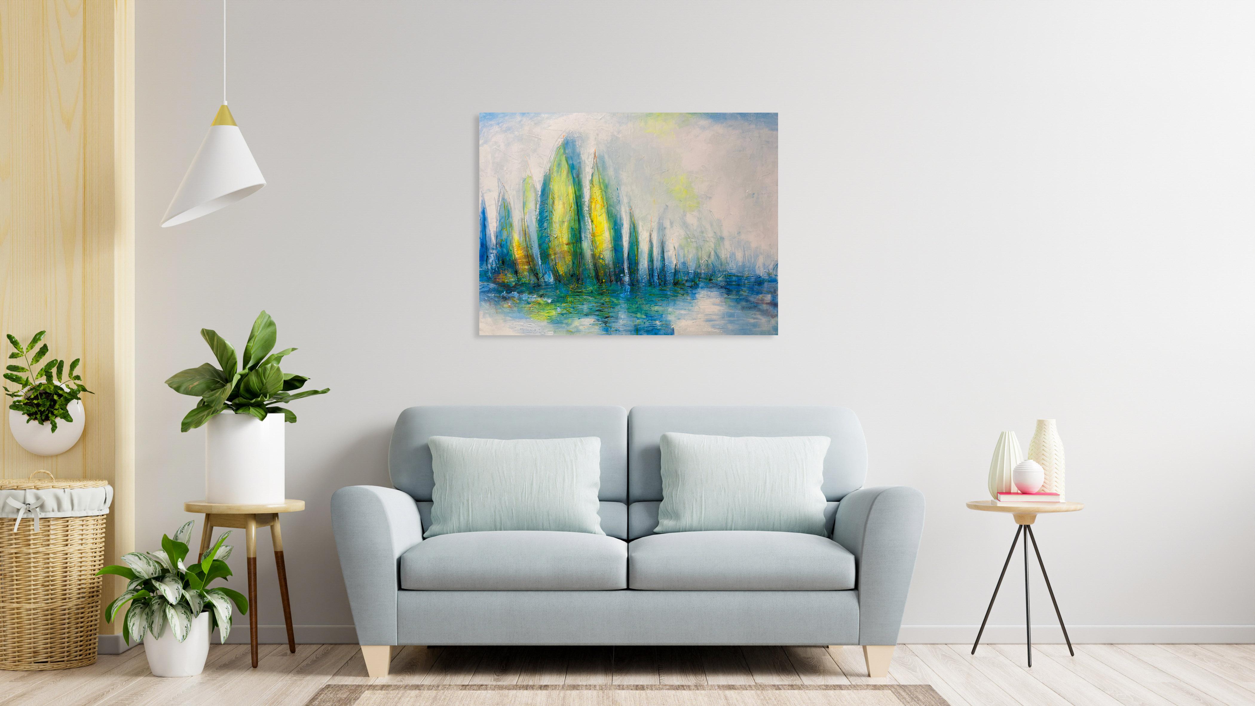 Ships At Sea - Landscape Painting - Acrylic On Canvas By Oreydis For Sale 1