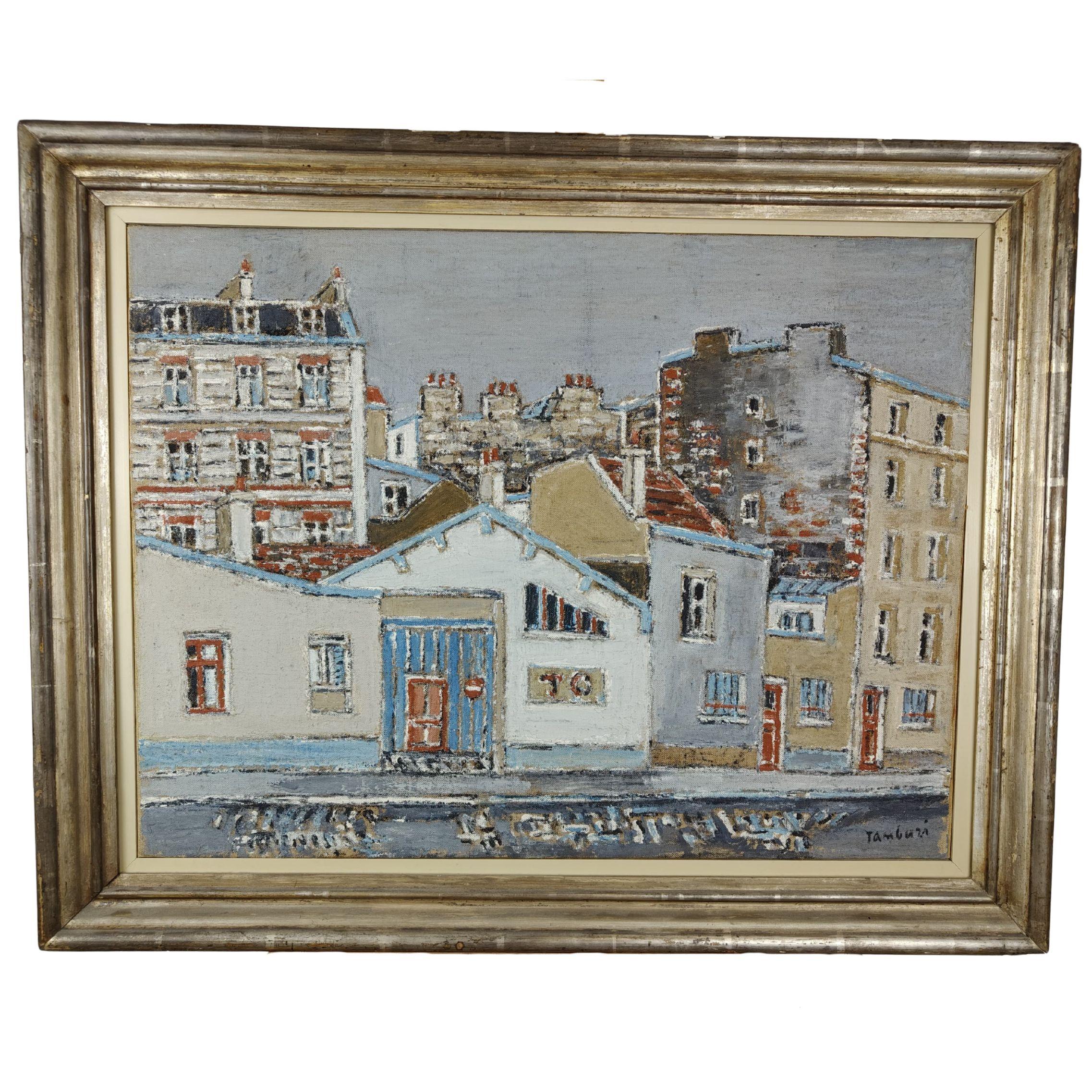 Orfeo Tamburi (Jesi, 1910 - Paris, 1994) war ein zwischen Rom und Paris tätiger Maler. Nach seiner Ausbildung an der Akademie der Schönen Künste in Rom begann er, in Italien und im Ausland auszustellen, wobei er sich vor allem urbanen Themen,