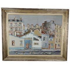 Olio su tela e acquerello, Orfeo Tamburi "Paesaggio cittadino, Parigi", anni '70