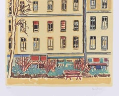 Buildings in Paris - Lithograph by Orfeo Tamburi - 1980s