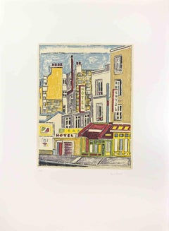 Buildings in Paris - Lithograph by Orfeo Tamburi - 1980s