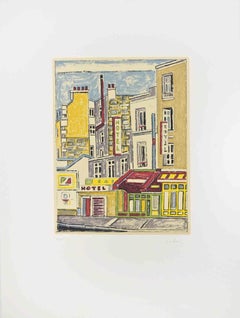 Buildings in Paris - Lithograph by Orfeo Tamburi - 1980s