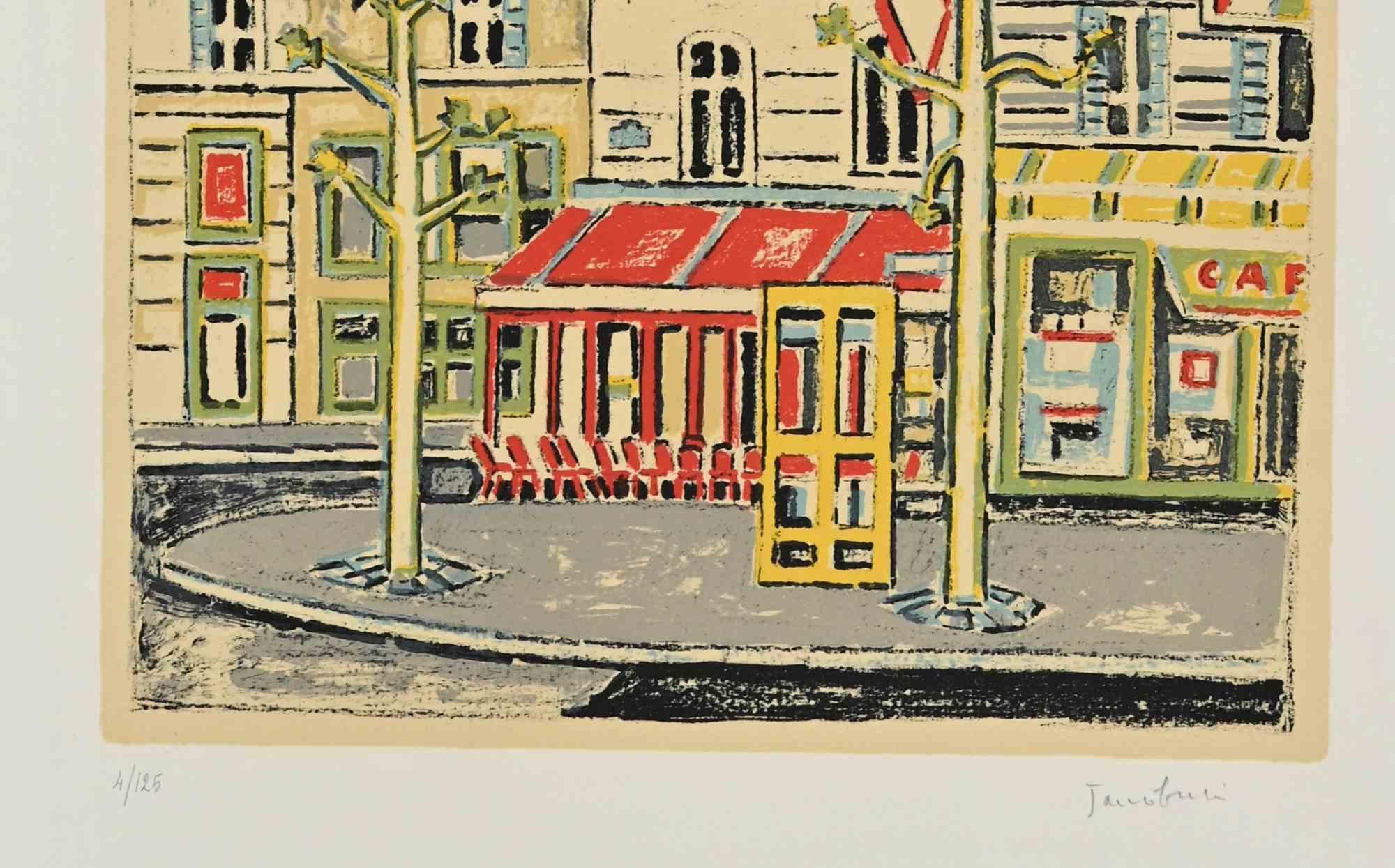 Parisien Café is a Modern artwork realized by Orfeo Tamburi  (Jesi, 1910 – Paris,1994)  in the 1970s. 

Colored Lithograph. 

Hand-signed.

Numbered on the lower, Edition, 125 prints.

Good conditions. 

Orfeo Tamburi (Jesi, Ancona,1910-Paris,1994)