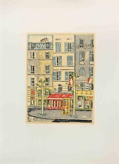 Café Parisien - Lithographie von Orfeo Tamburi - 1970er Jahre