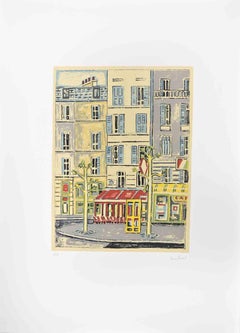 Café Parisien - Litografía de Orfeo Tamburi - Años 80