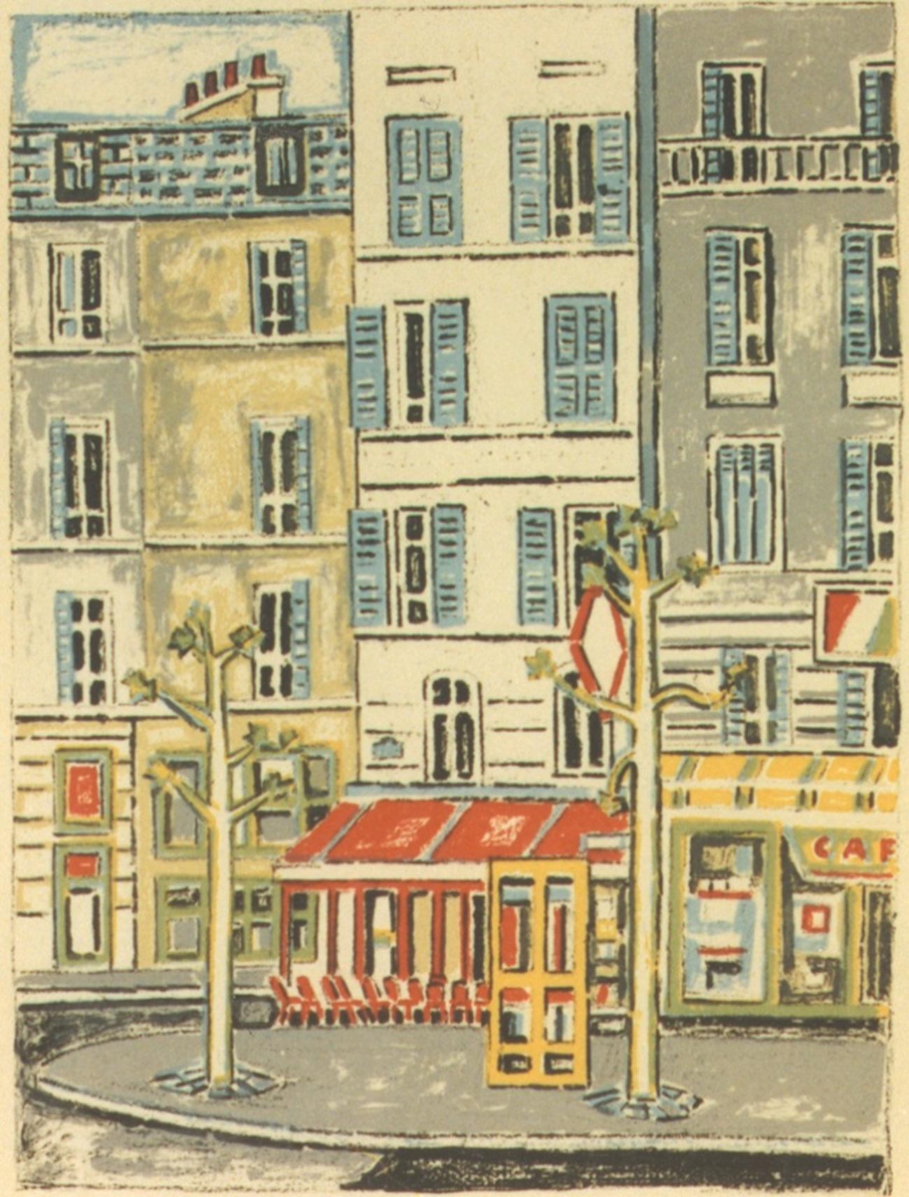 Paris, Coffee Bar - Lithograph by Orfeo Tamburi - 1980s